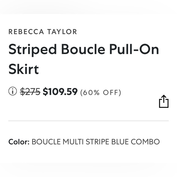Rebecca Taylor NWT striped boucle pull on skirt - Picture 2 of 3